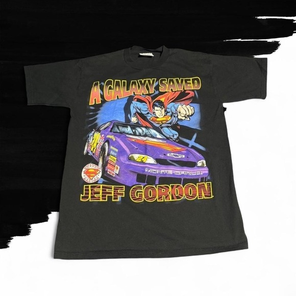 Chase Authentics Other - Vintage 1999 Jeff Gordon Superman Shirt Mens Black DC Comics Nascar 2 Sided